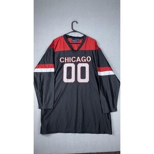Chicago 00‎ Shirt Mens XL Black Red Hockey Jersey Style Long Sleeve Renegade